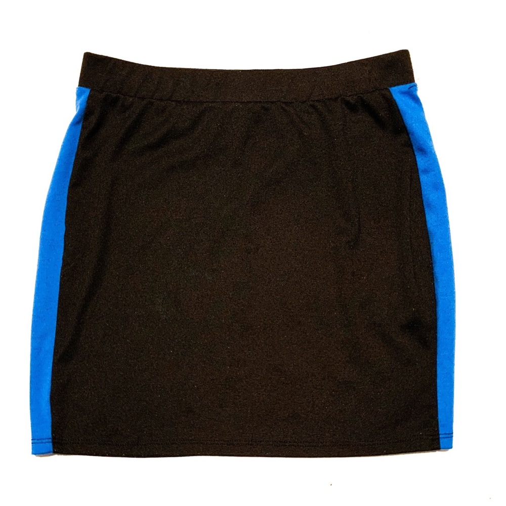 Black Skirt Brown Electric Blue Stripes